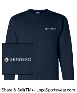 Champion Adult Powerblend Crewneck Sweatshirt - Standard Logo, Navy Design Zoom